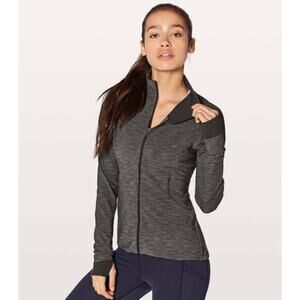 Lululemon Gait Keeper Jacket Full Up Zip in Heathered‎ Black Size 8